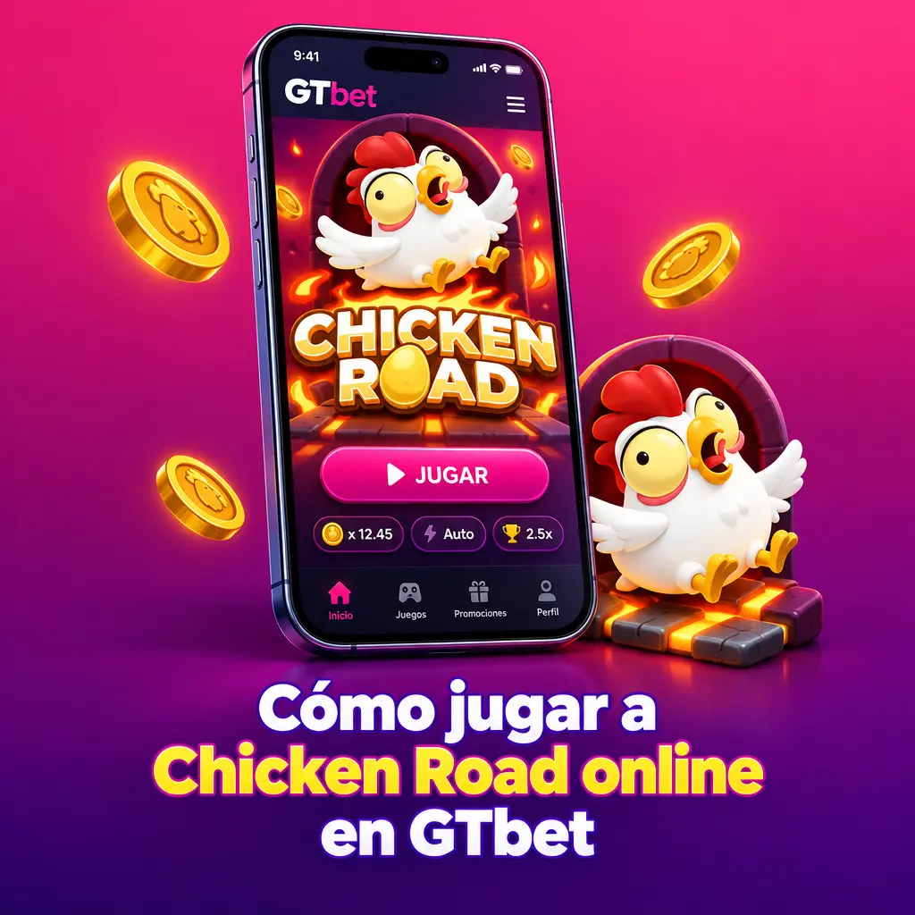 Cómo jugar a Chicken Road online en GTbet: pantalla del juego con el multiplicador