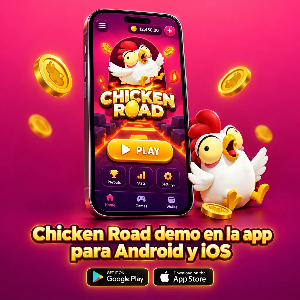 App de GTbet con la demo de Chicken Road en un móvil Android y iOS