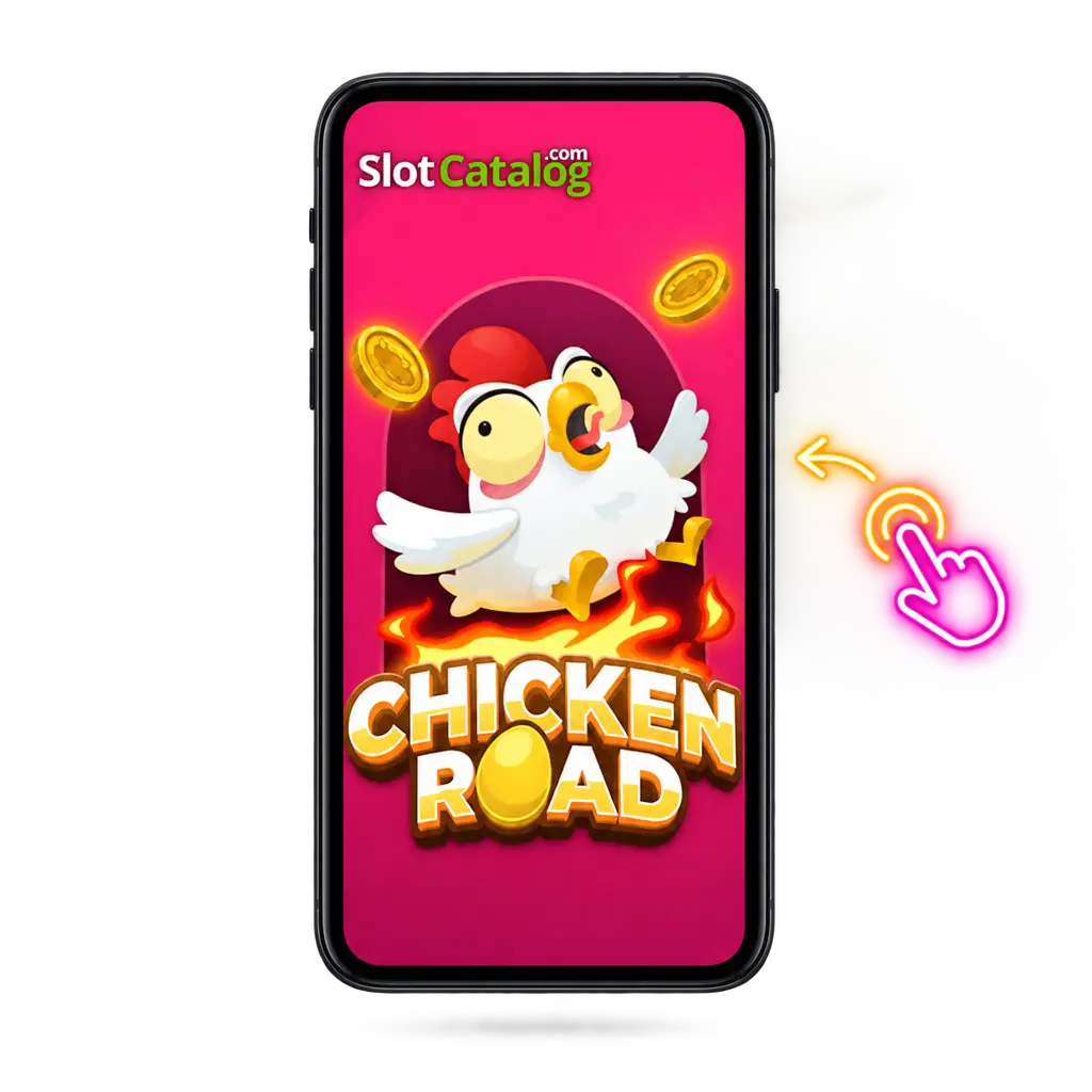 Aplicación Chicken Road de InOut Games en un dispositivo móvil