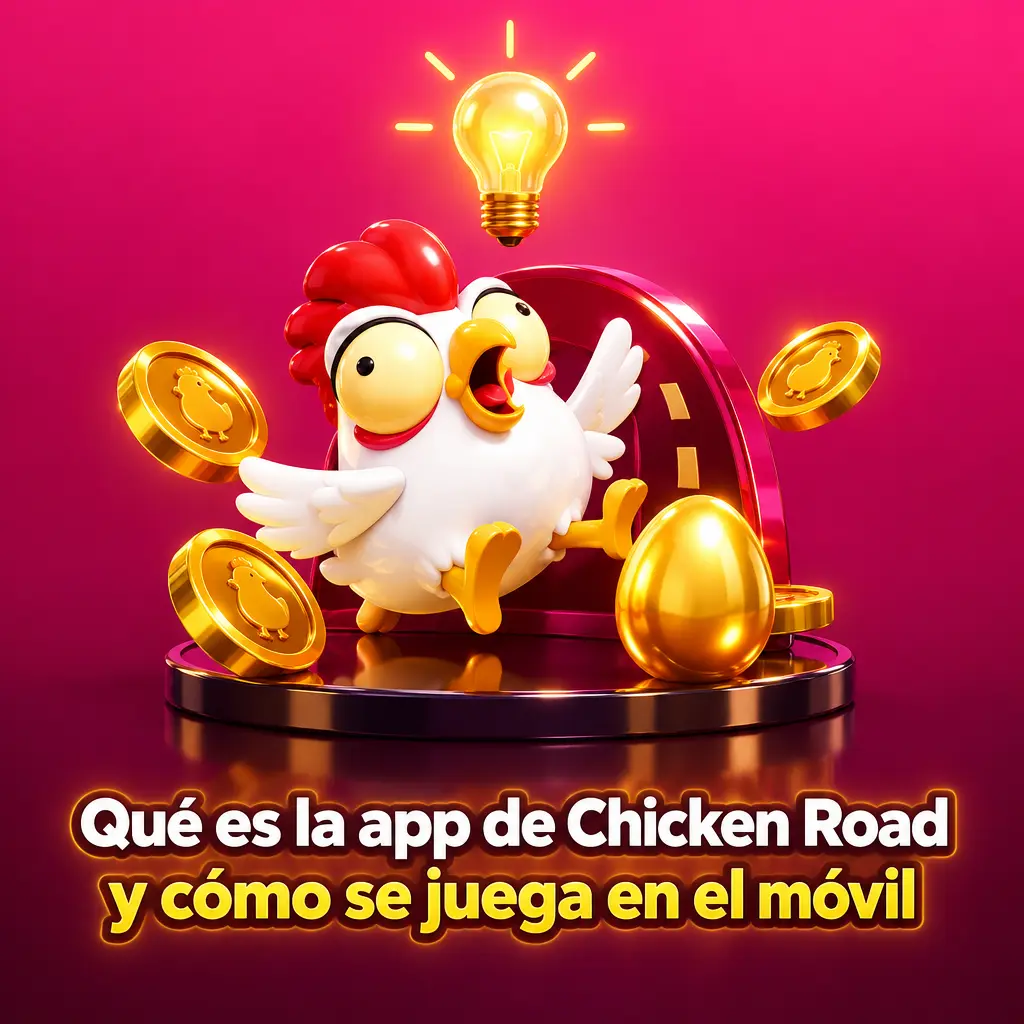 Gallina cruzando una carretera en el juego Chicken Road desde la app móvil de GTbet